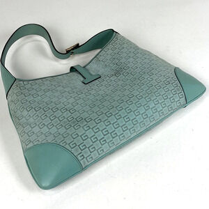 Gucci Bag Suede Hobo Logo Shoulder Blue